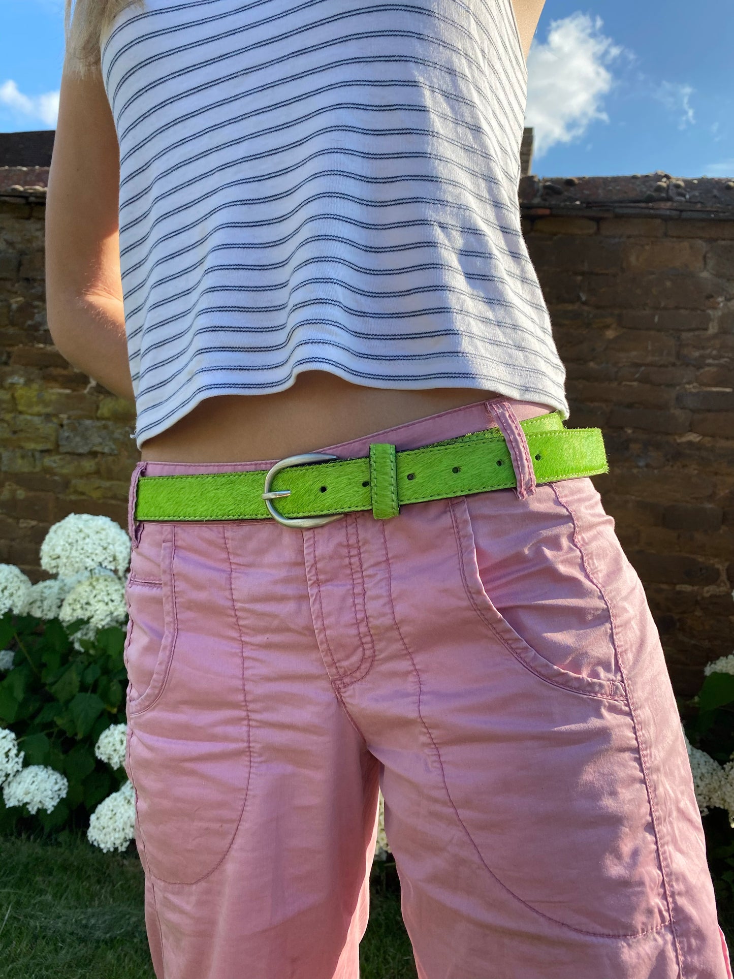 Neon Cowhide Belt - Green