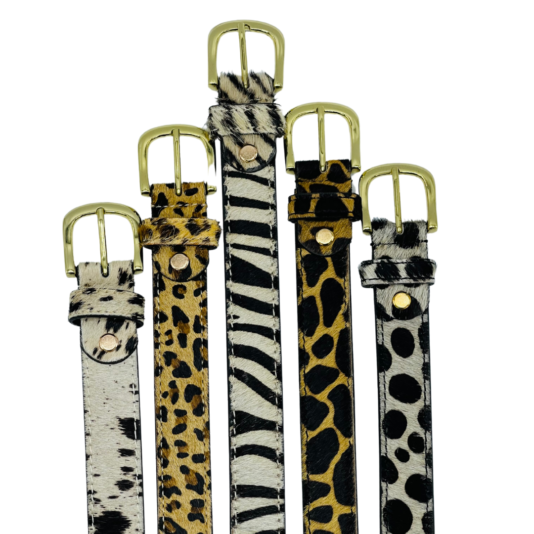 Animal Print Cowhide Belt - Leopard
