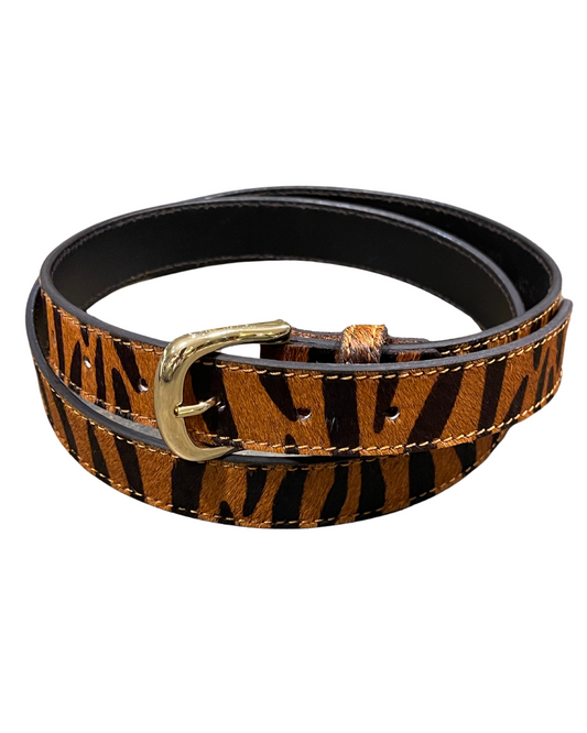 Animal Print Cowhide Belt - Tiger