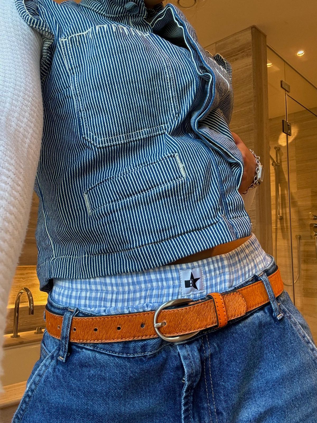 Neon Cowhide Belt - Orange