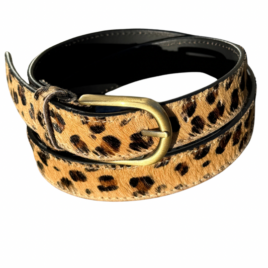 Animal Print Cowhide Belt - Leopard