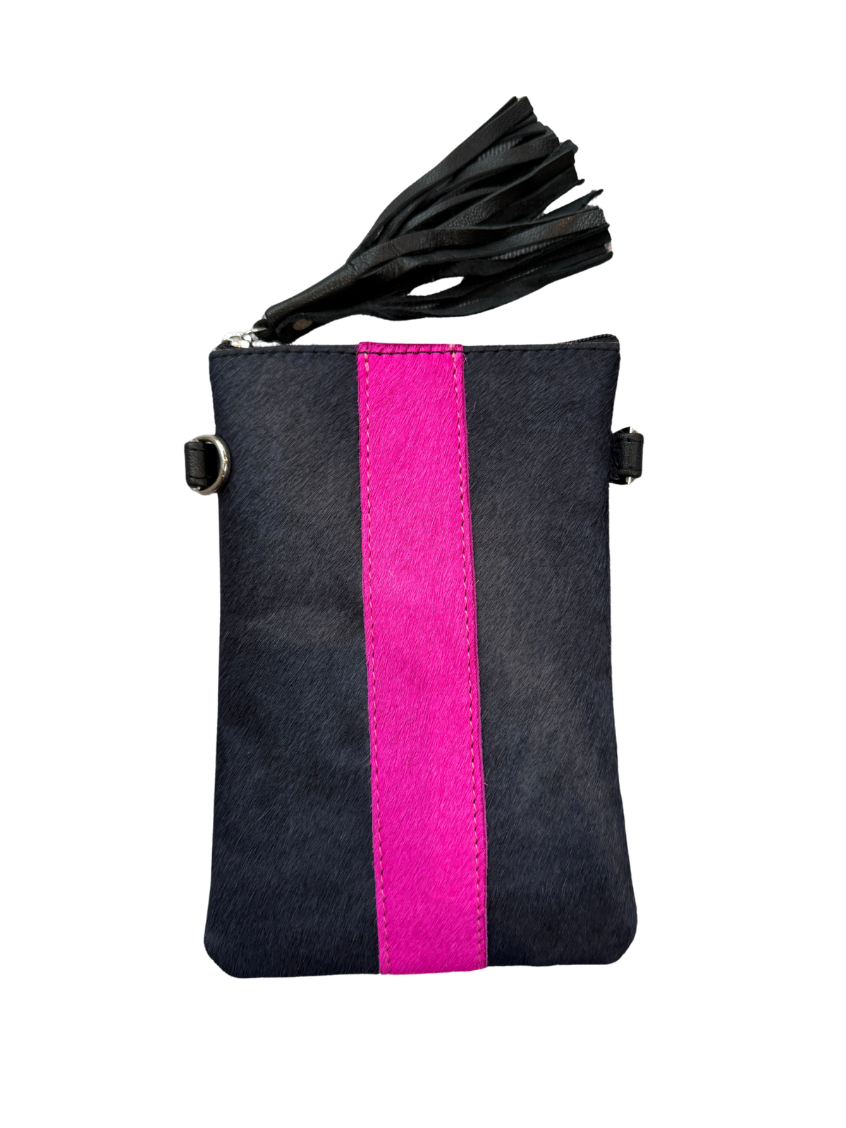 Cowhide Crossbody Phone Pouch - Stripe