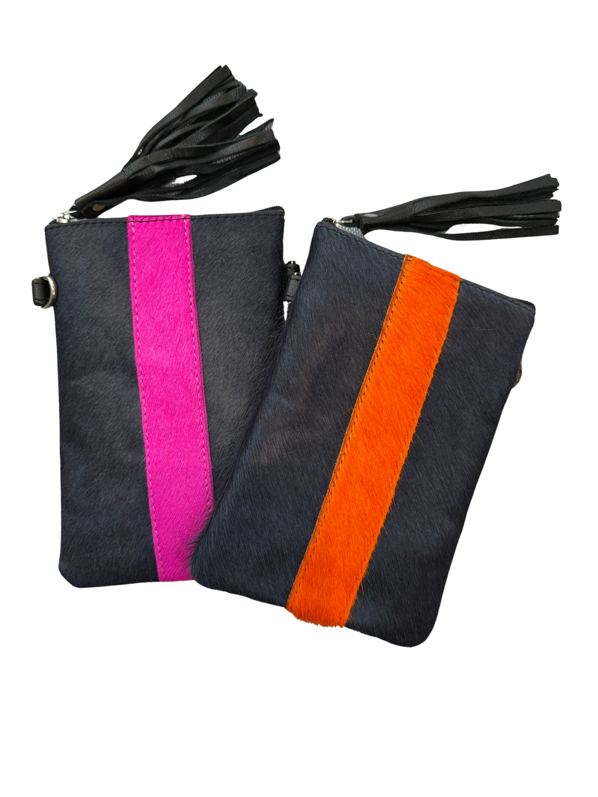 Cowhide Crossbody Phone Pouch - Stripe