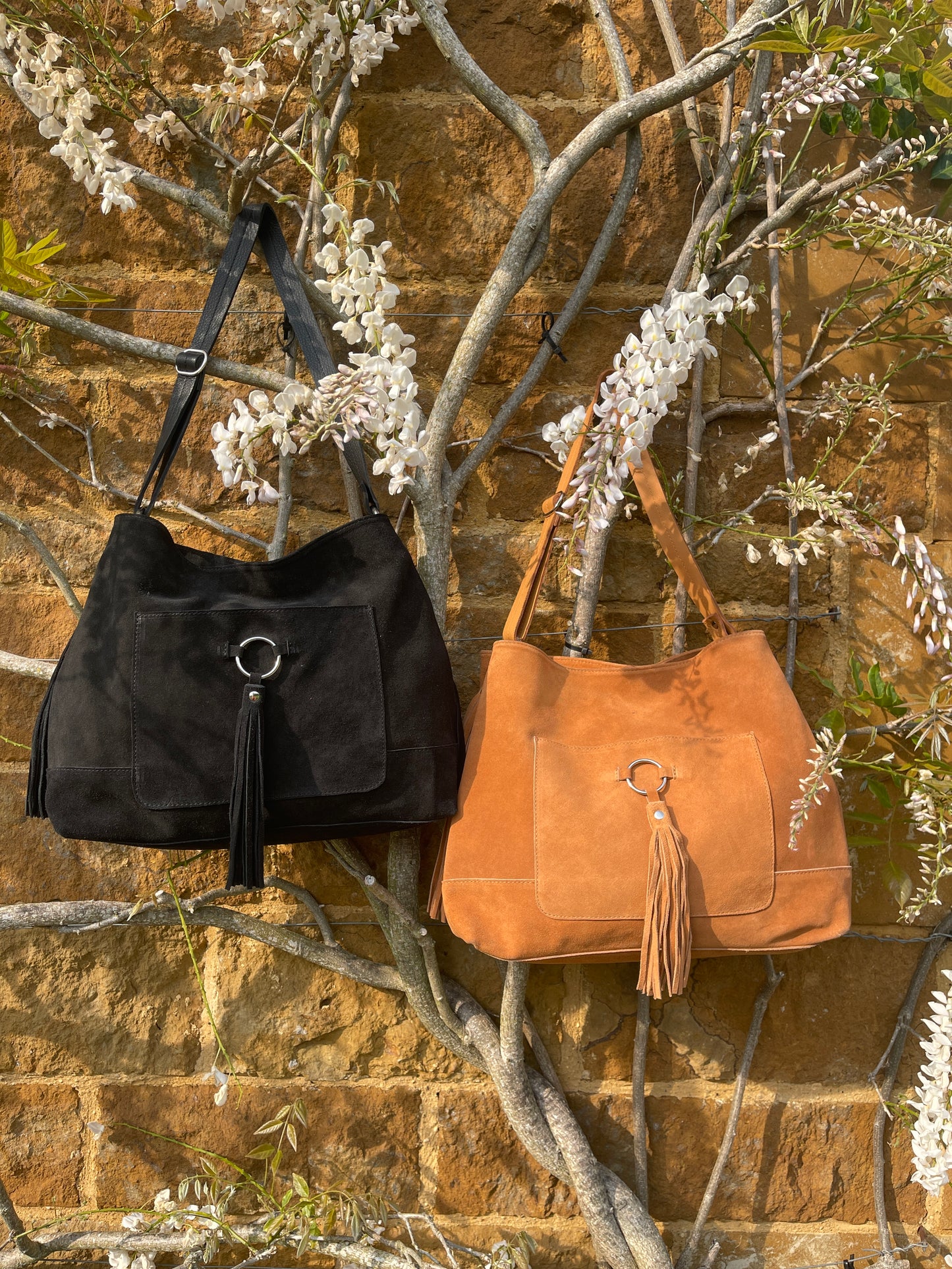 Suede Slouch Tassel Handbag