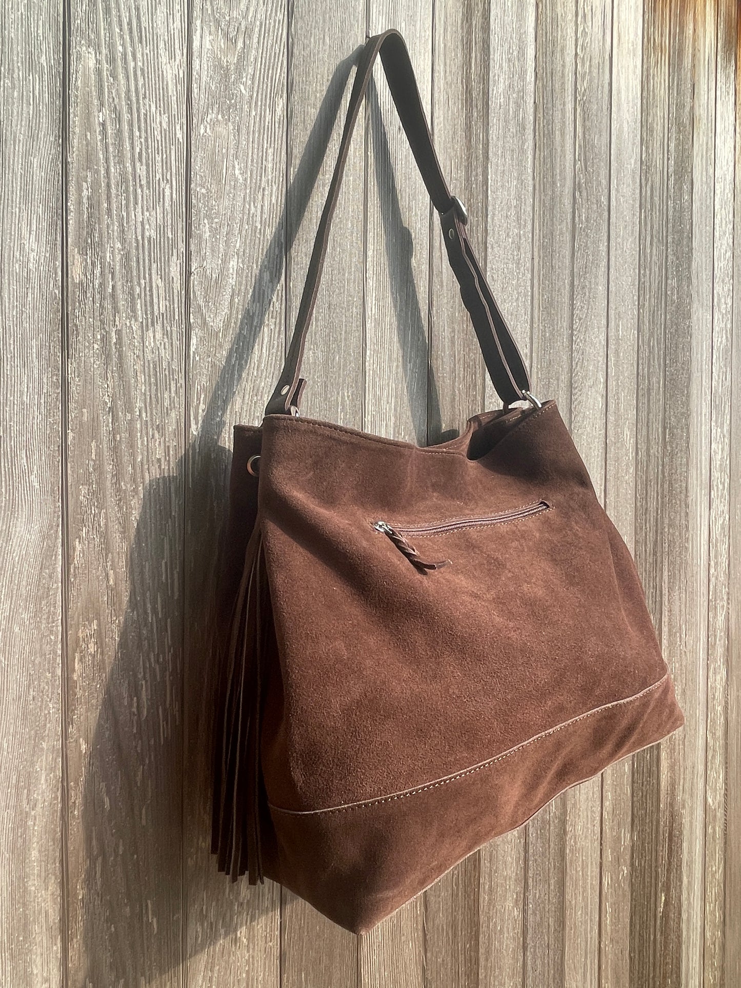 Suede Slouch Tassel Handbag