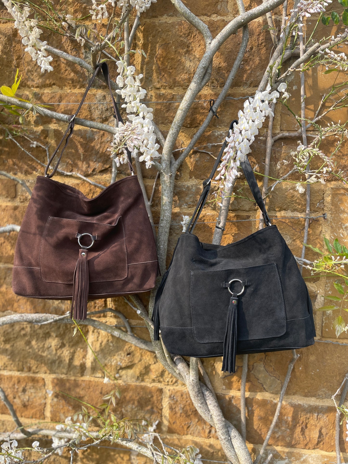 Suede Slouch Tassel Handbag