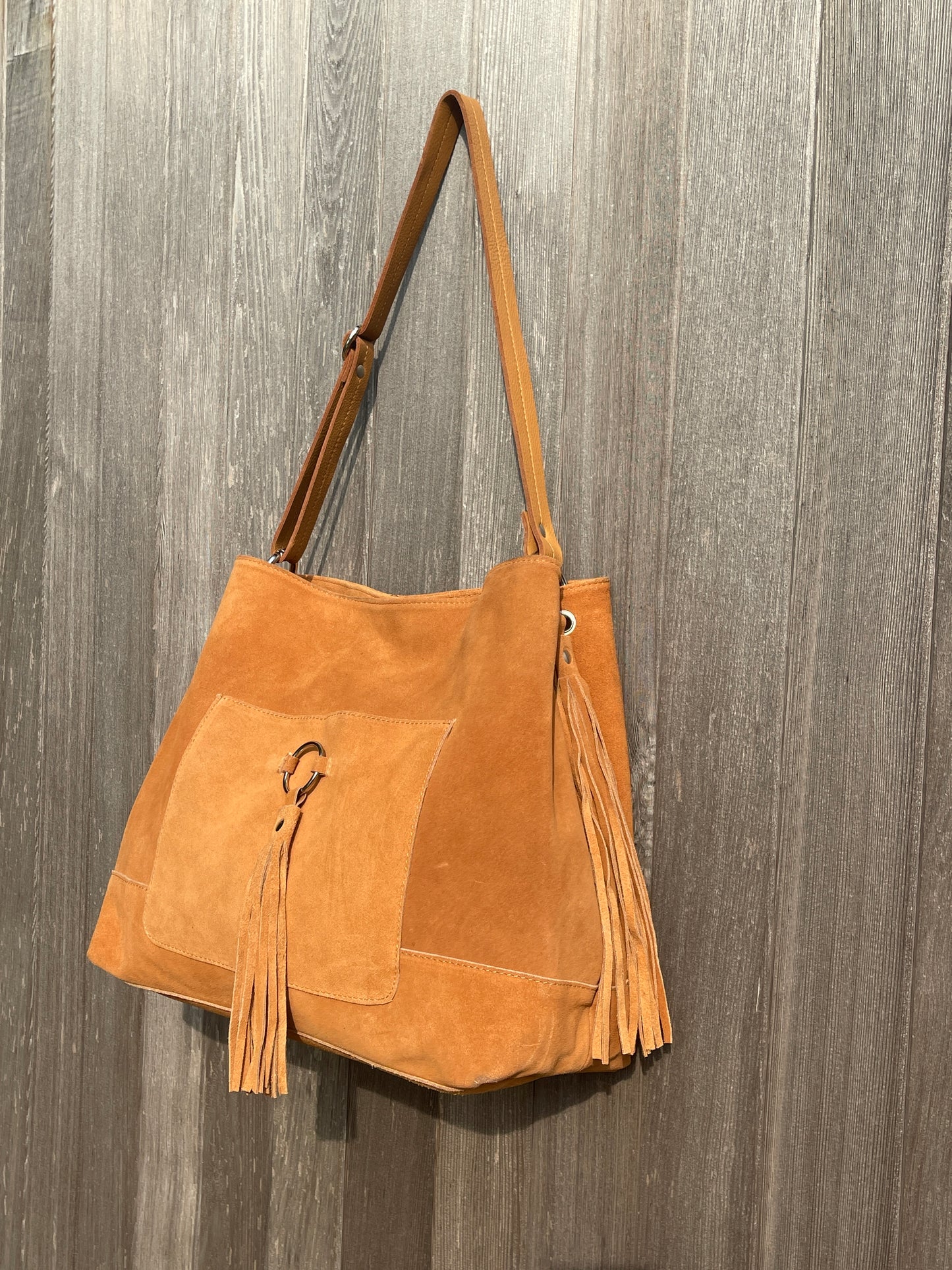 Suede Slouch Tassel Handbag