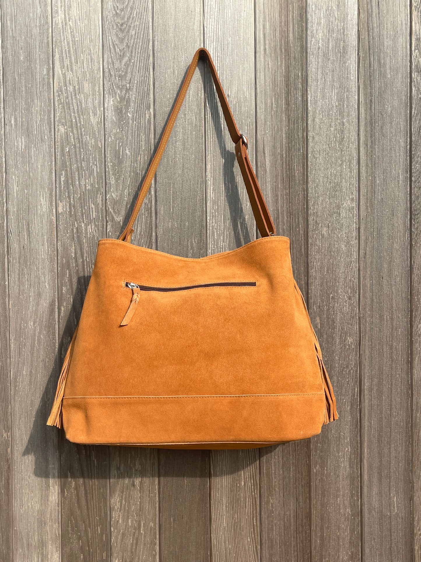 Suede Slouch Tassel Handbag