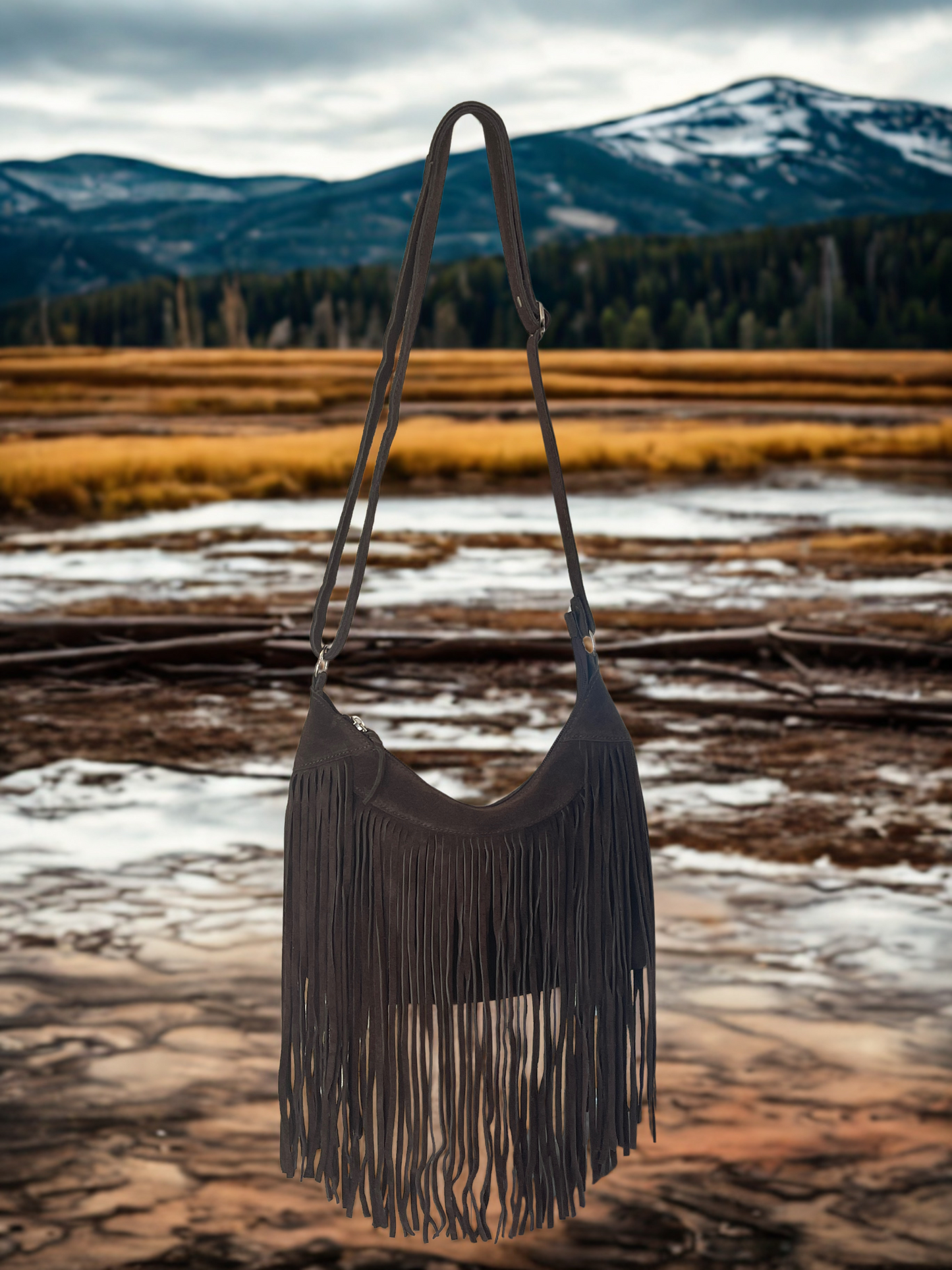 'Beth' Suede Fringe Bag