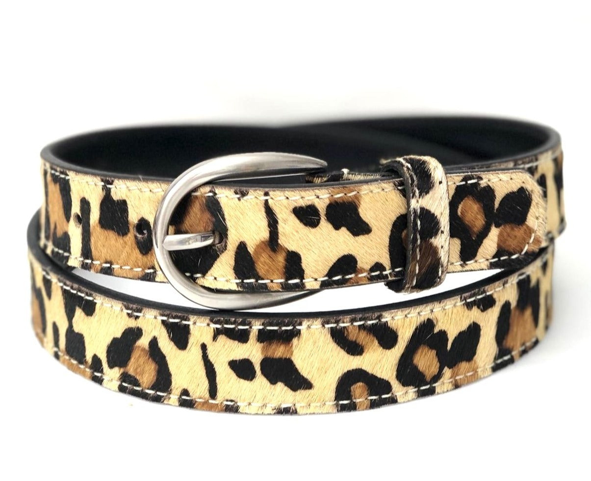 Animal Print Cowhide Belt - Leopard