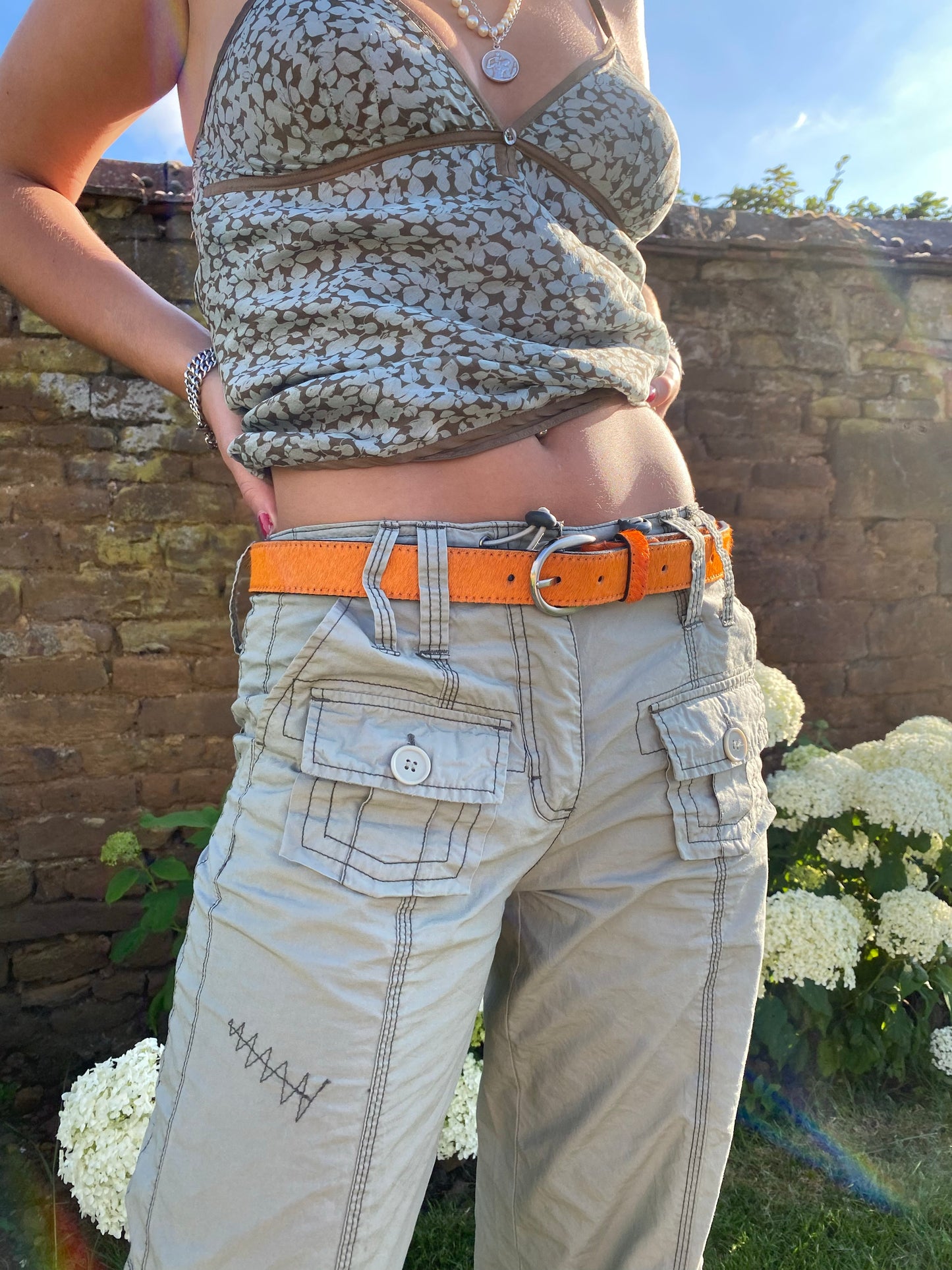 Neon Cowhide Belt - Orange