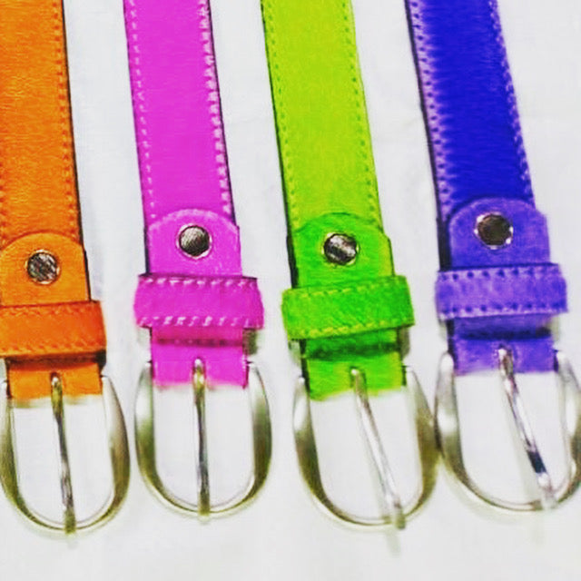 Neon Cowhide Belt - Pink