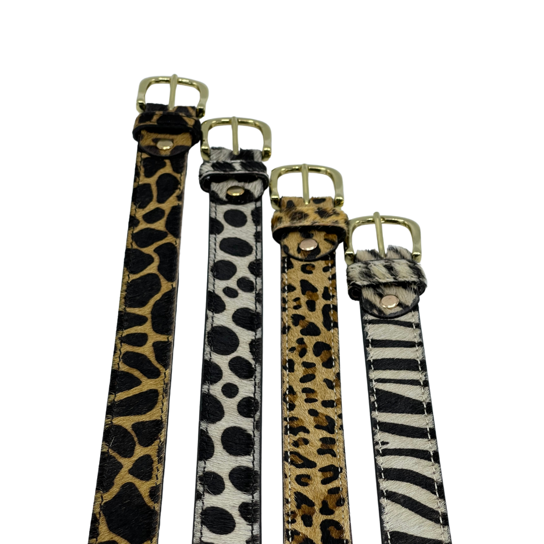 Animal Print Cowhide Belt - Zebra