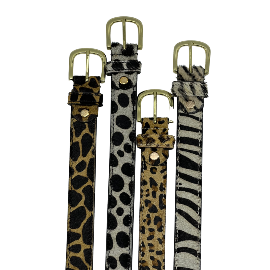 Animal Print Cowhide Belt - Zebra