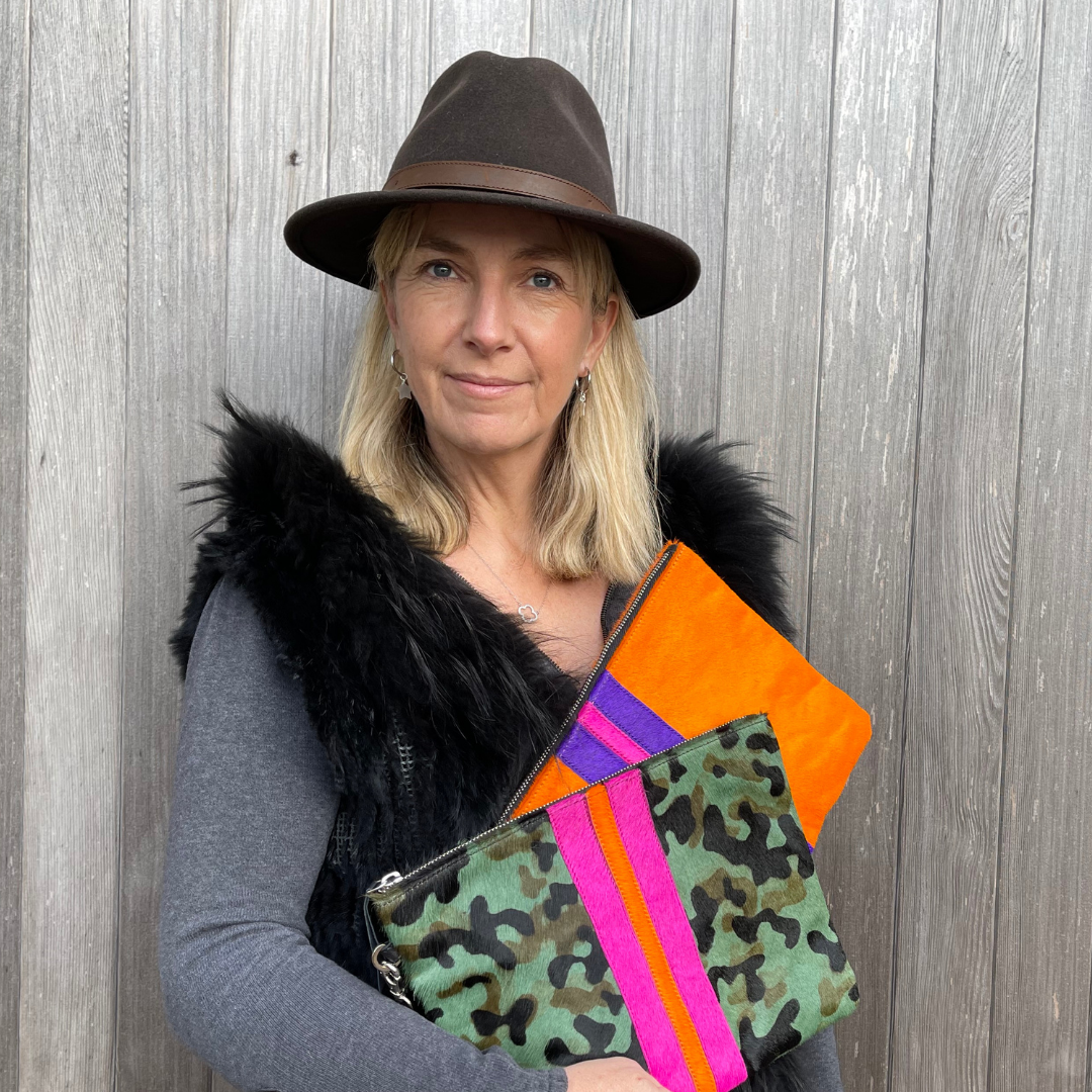 Galloway Striped Camo Clutch / Crossbody - Large