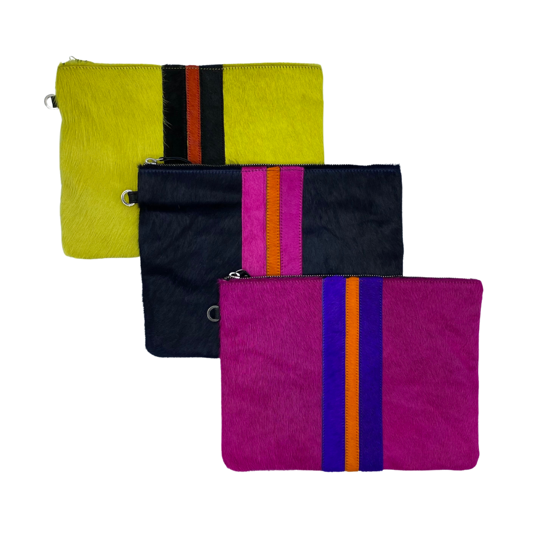 Galloway Striped Orange Clutch / Crossbody - Large