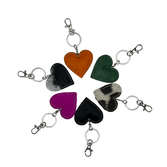 Heart Cowhide Keyring
