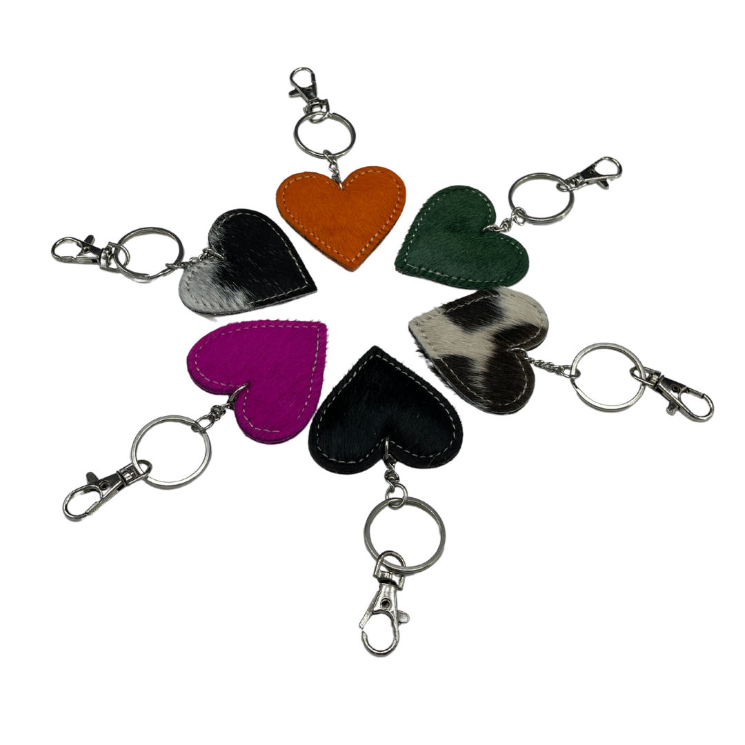 Heart Cowhide Keyring