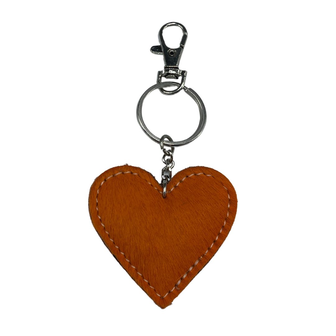 Heart Cowhide Keyring