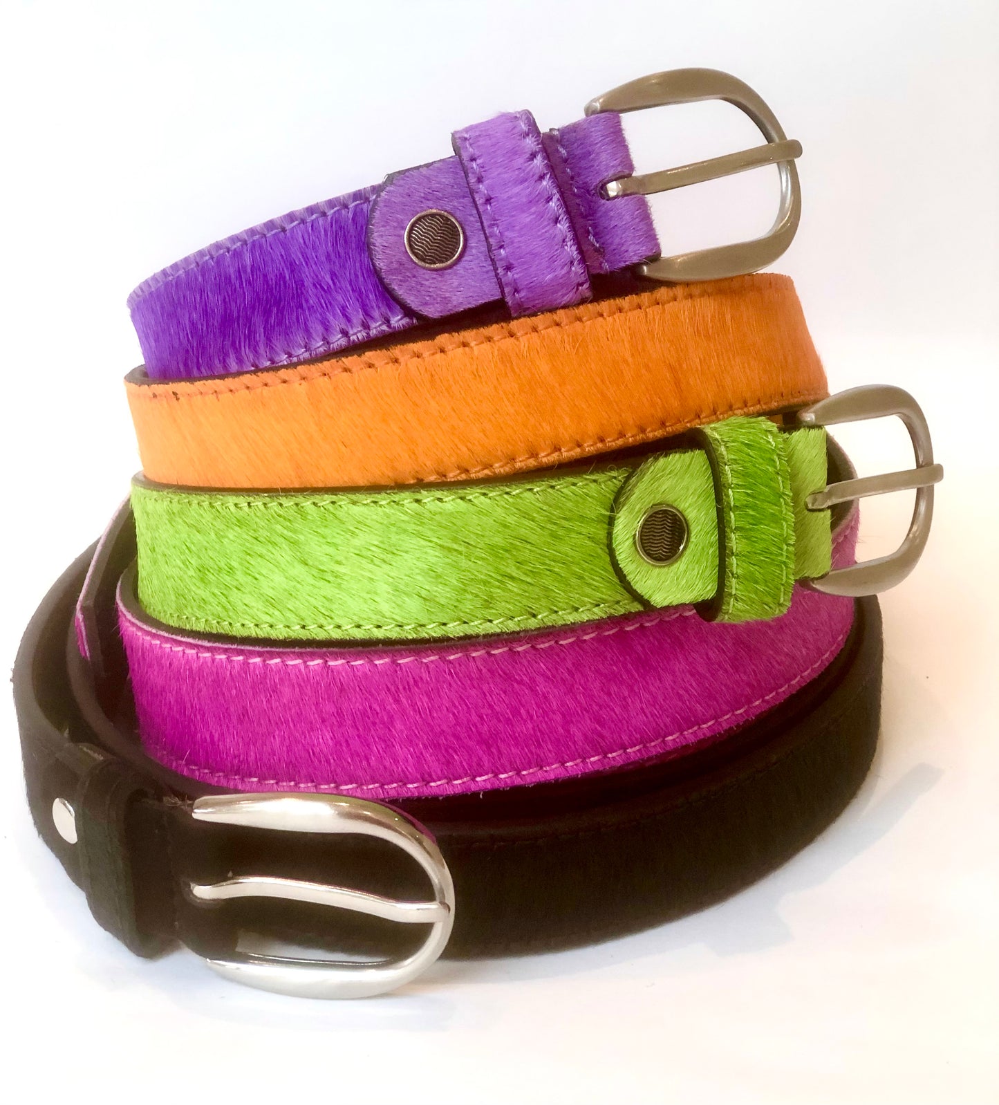 Neon Cowhide Belt - Yellow