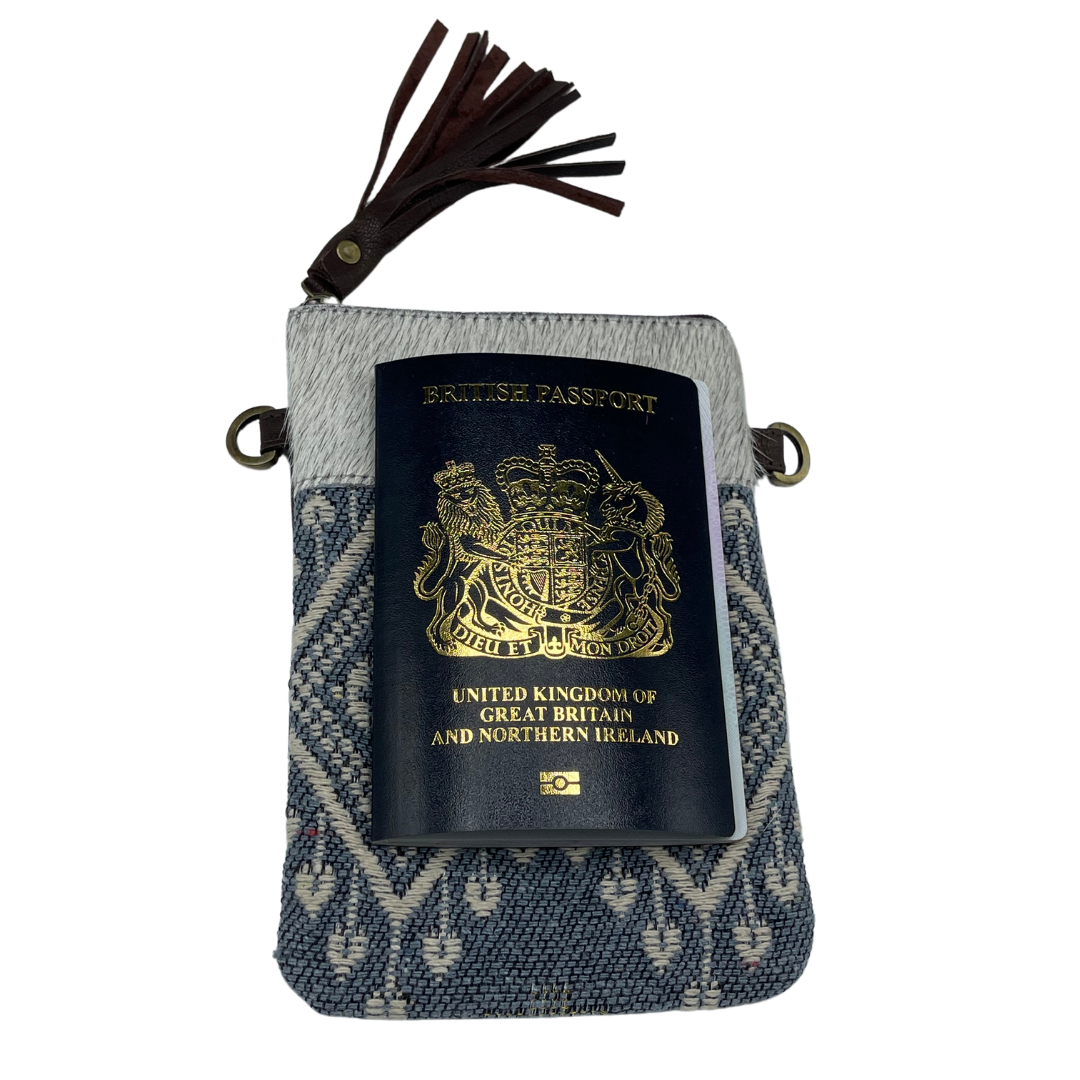 Cowhide Crossbody Phone Pouch - Tuli Aztec