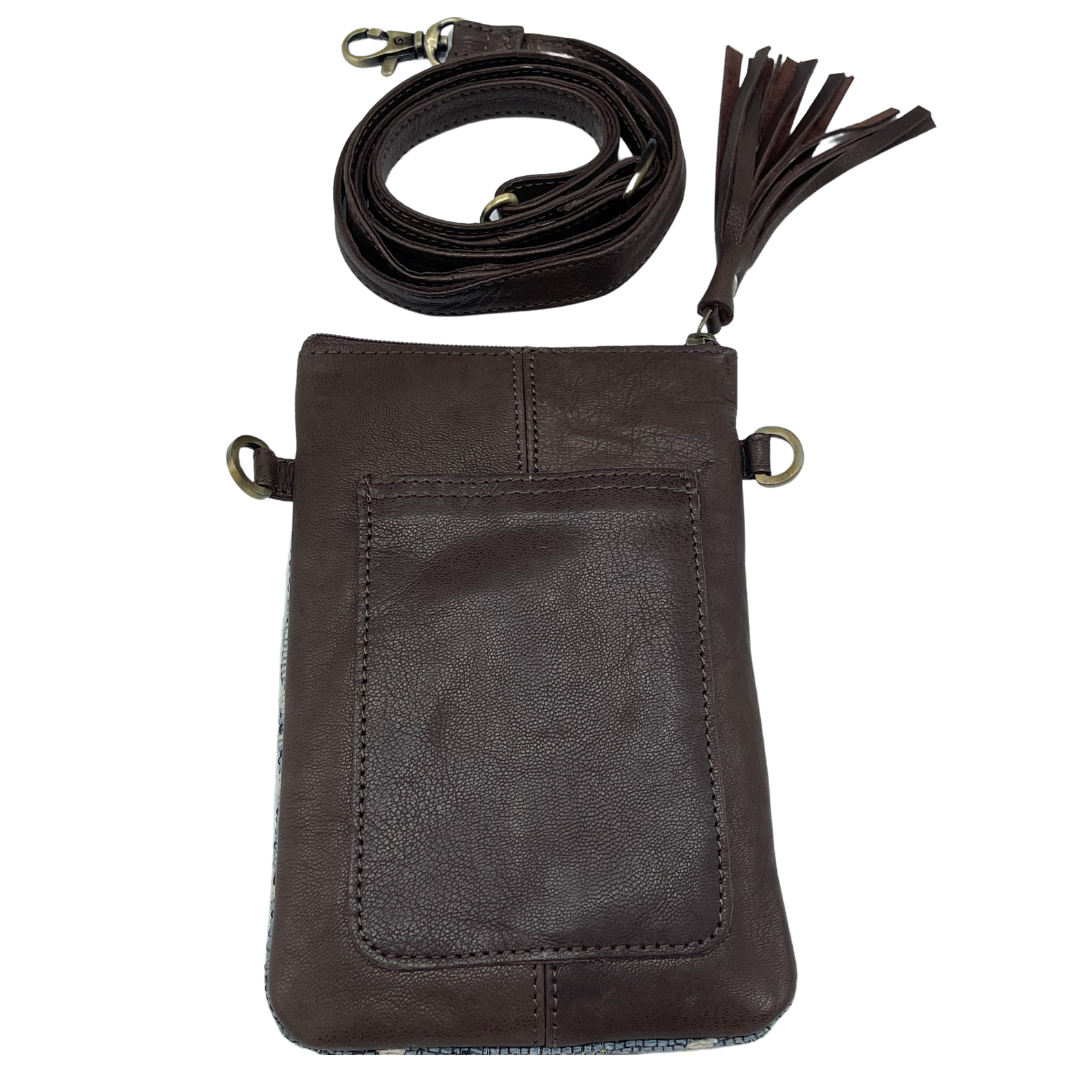 Cowhide Crossbody Phone Pouch - Tuli Aztec