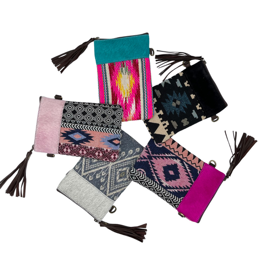 Leather Crossbody Phone Bag | Cowhide Aztec