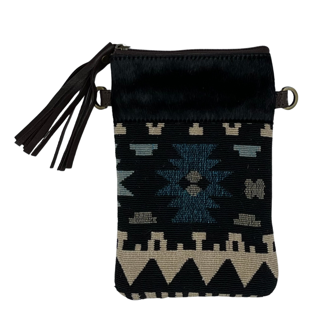 Cowhide Crossbody Phone Pouch - Tuli Aztec