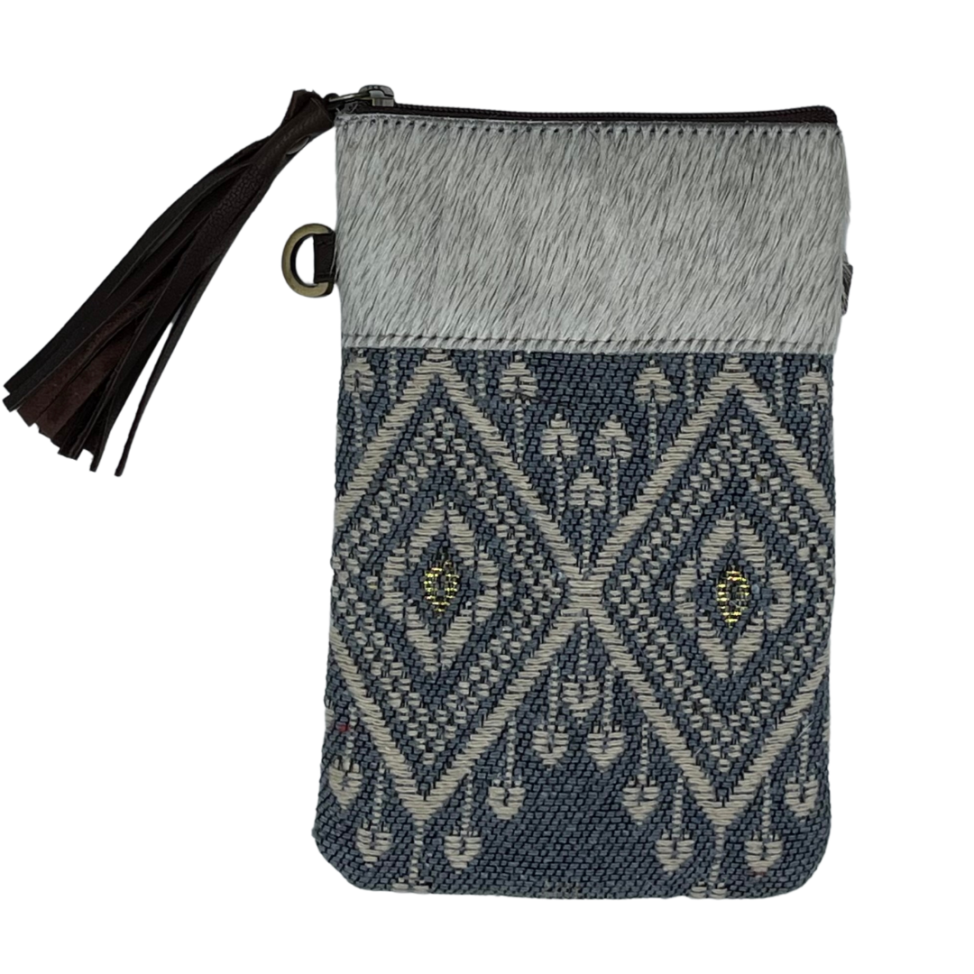 Cowhide Crossbody Phone Pouch - Tuli Aztec