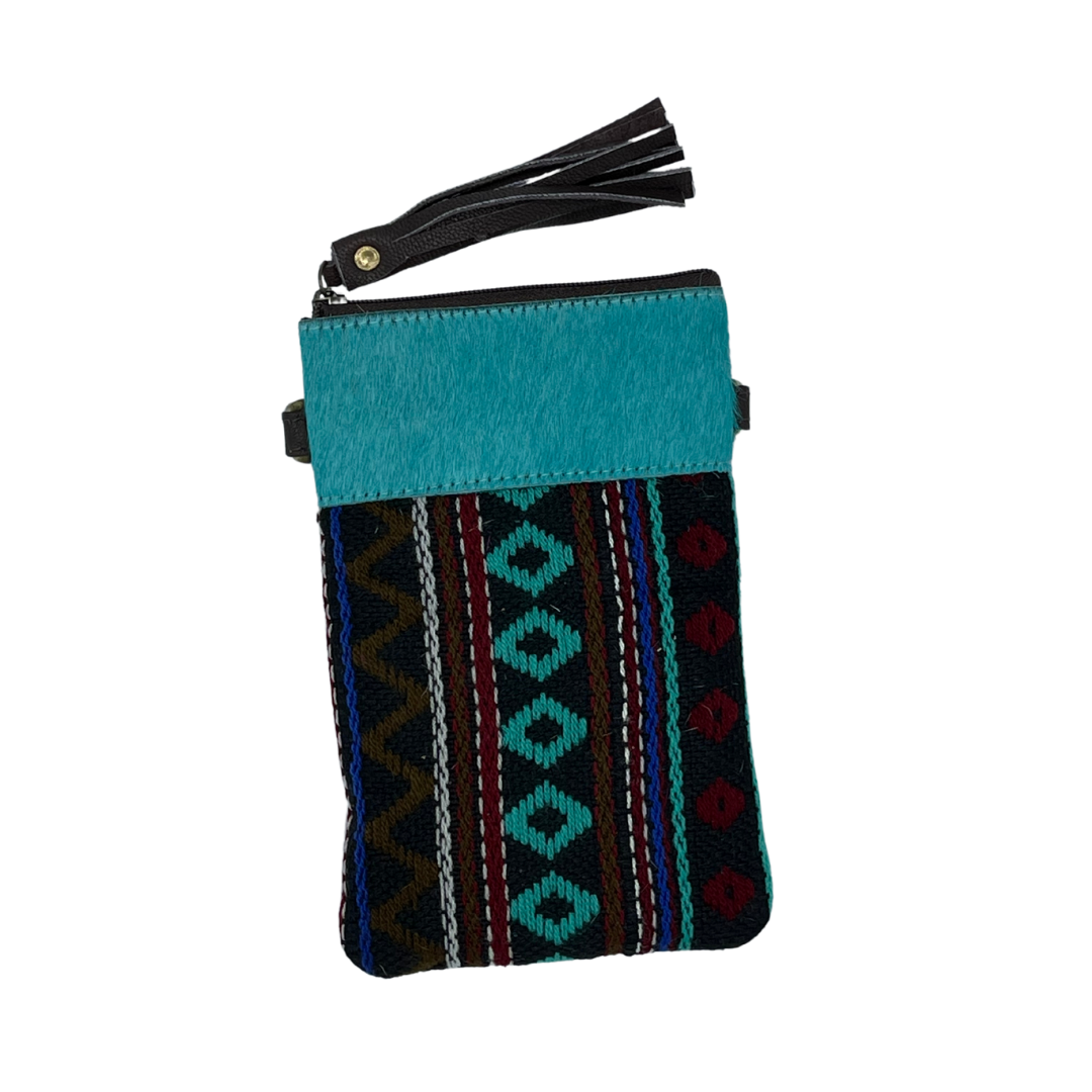 Cowhide Crossbody Phone Pouch - Tuli Aztec