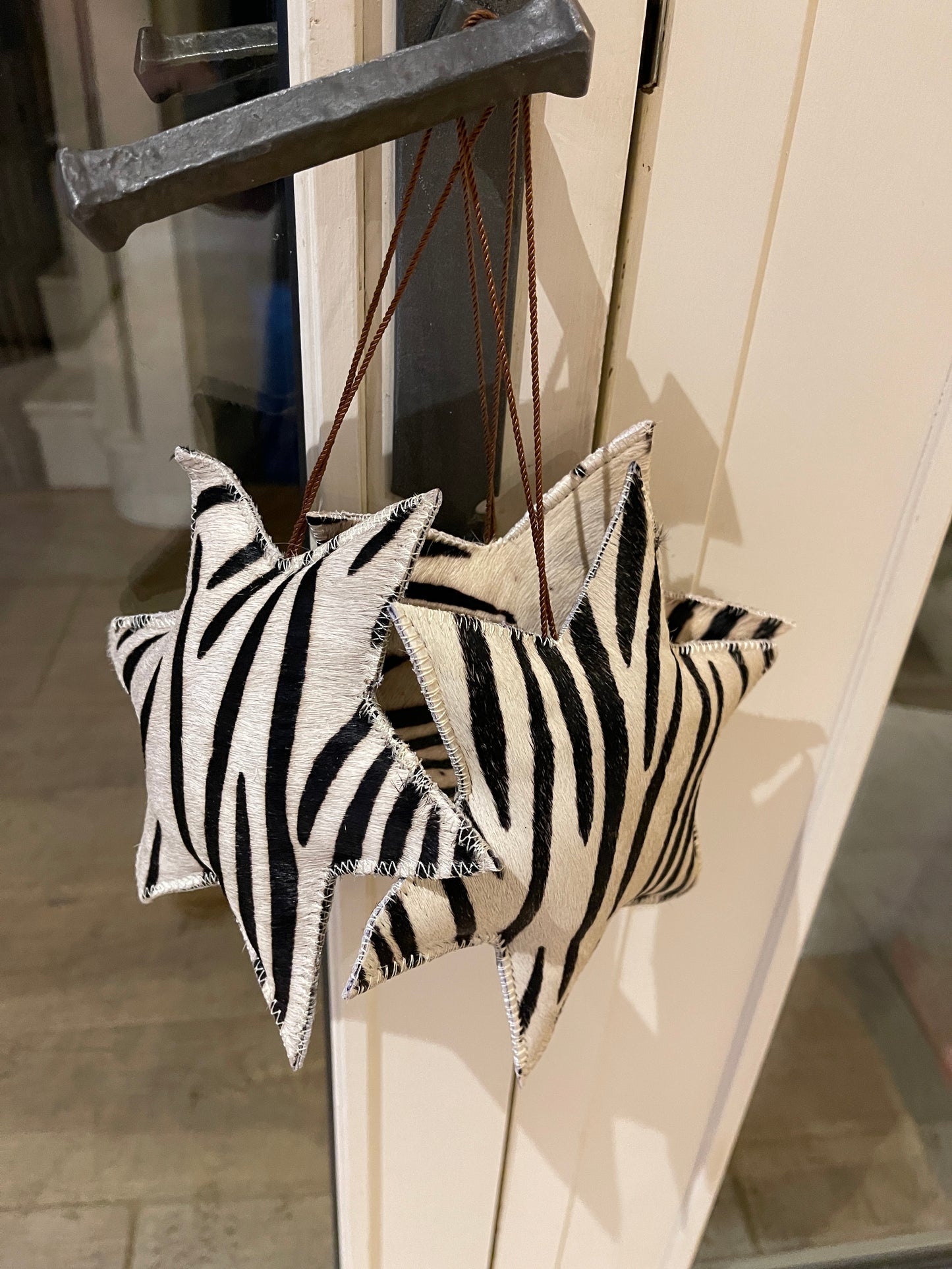 Star Cowhide Hanging Decoration - Zebra - Large