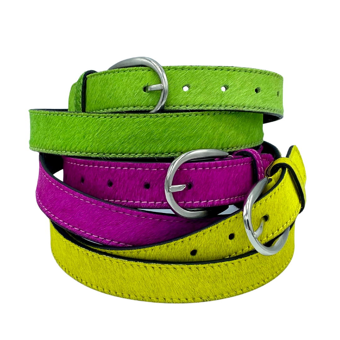 Neon Cowhide Belt - Yellow